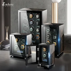 Wooden Watch Winder 4 watches Storage box Automatic Watch Organizer Display Collection Cabinets With Fingerprint lock