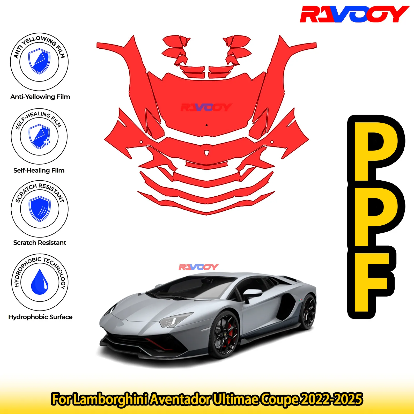 

Для Lamborghini Aventador Ultimae Coupe 2022-2025 глянцевая матовая черная предварительно вырезанная передняя пленка PPF комплект защитной пленки для краски