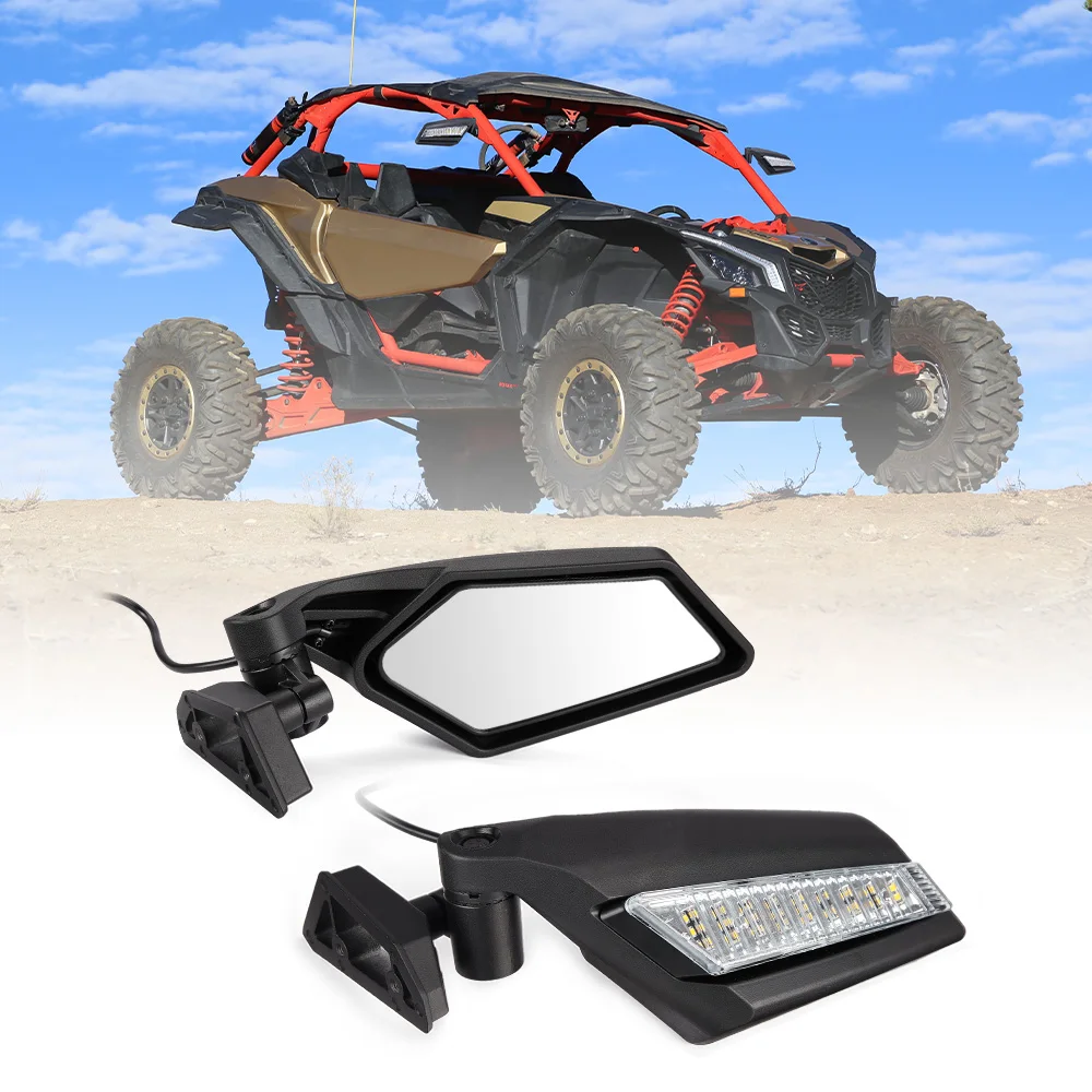 UTV Rearview Mirrors With Led Light For Can Am Maverick X3 Turbo MAX DS RS X Turbo R  Max 1000 2018 2019 2020 20212022