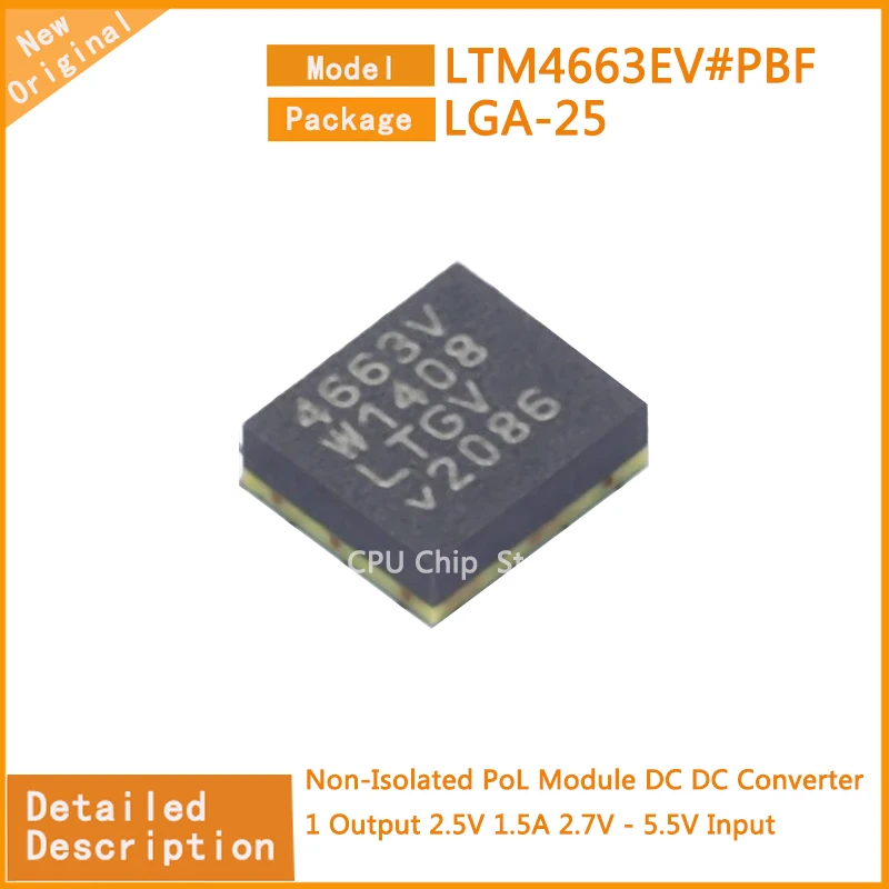 5Pcs/Lot   New Original  LTM4663EV#PBF  LTM4663EV Non-Isolated PoL Module DC DC Converter 1 Output 2.5V 1.5A 2.7V - 5.5V Input