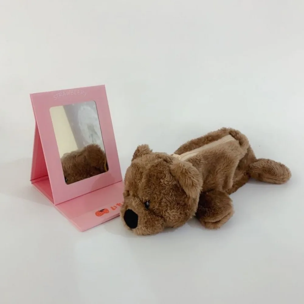 

Kawaii Large Capacity Plush Pencil Bag Animal Soft Bear Pencil Pouch Zipper Storage Pen Case Office