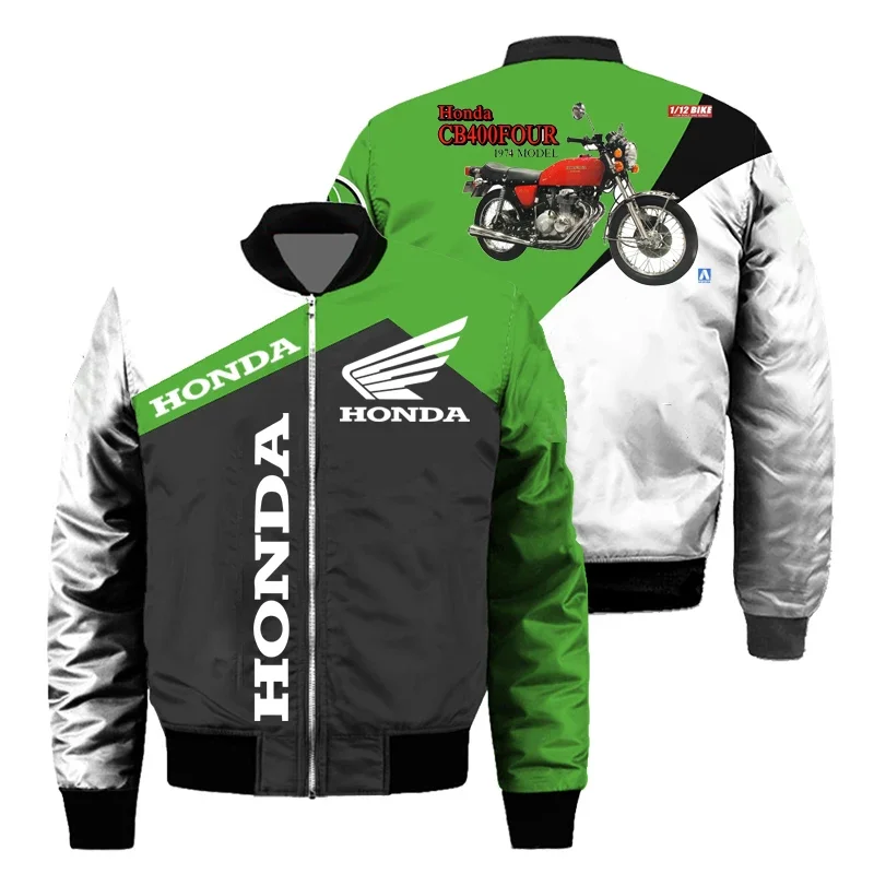 

Honda Racing Retro Motorcycle Jacket Men's Red and Black Multi Color Reflective Windproof Jacket