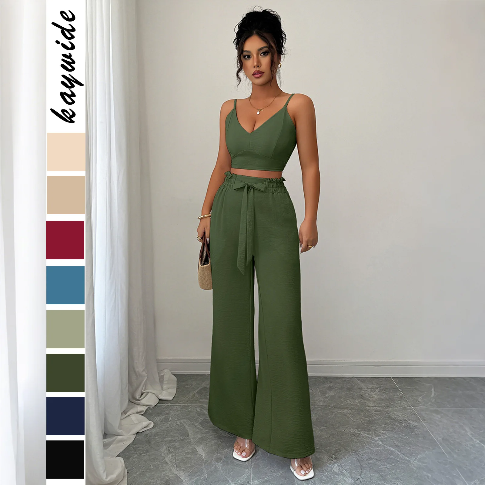 

Camisole Vest And Wide-leg Pants Two-piece Set Women's Clothing 2026 Spring/summer Fashionable And Elegant Beach Sexy
