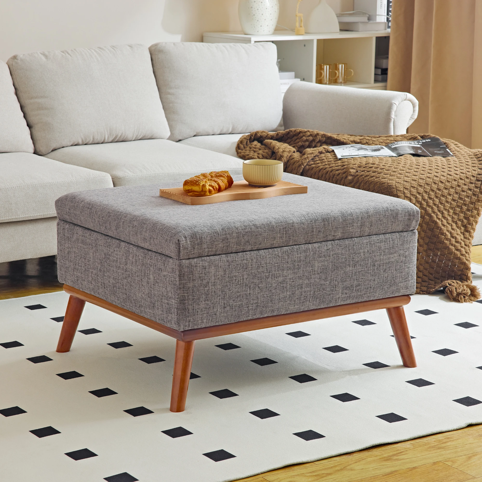 

Redlife Large Storage Ottoman , 31.4 inch Lift Top Large Coffee Table with High-density Foam Wood Legs for Living Room & Bedroom