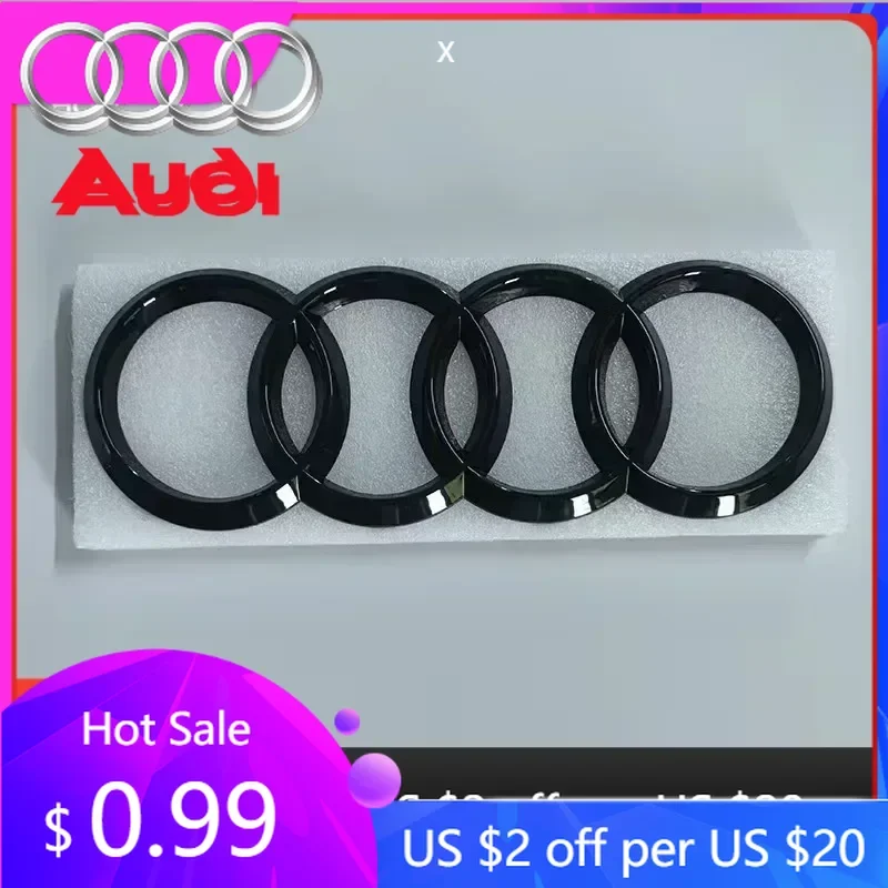 Tapacubos para Audi Q7 2016, para Audi 2006-2015, con logo de 4 anillos, negro brillante, emblema frontal para coche, insignia para maletero, adhesivo
