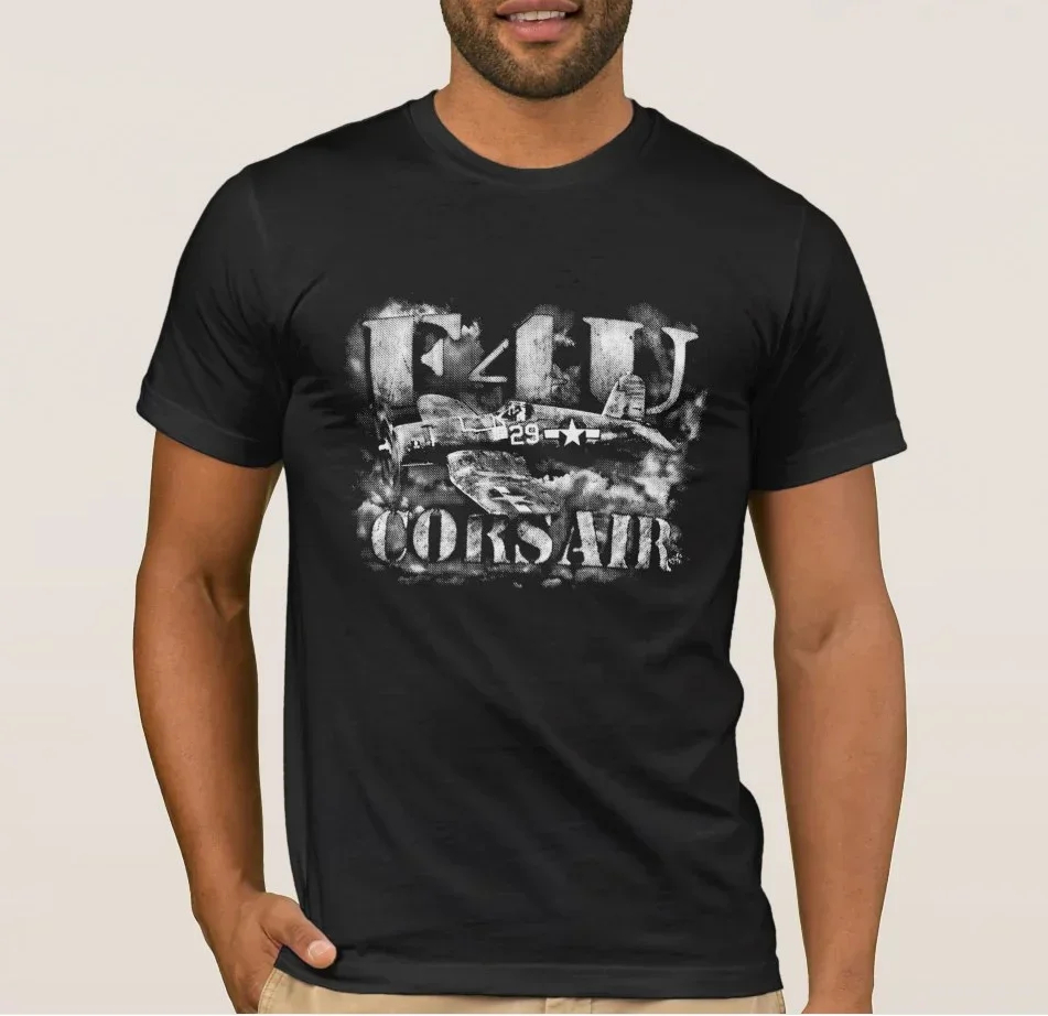 

Retro F4U Corsair Fighter Aircraft T-Shirt 100% Cotton O-Neck Summer Short Sleeve Casual Mens T-shirt Size S-3XL
