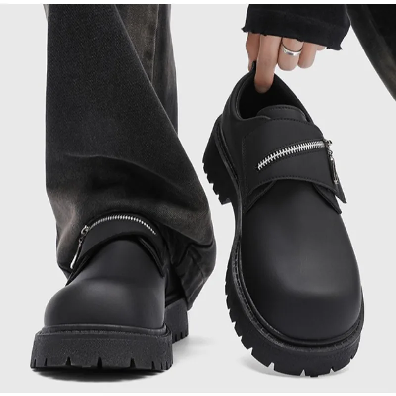 

Men's 2026 New Thick Sole Hidden Height Increasing Casual Big Toe Boots for Men，Spring and Autumn Casual Big Head Leather Shoes