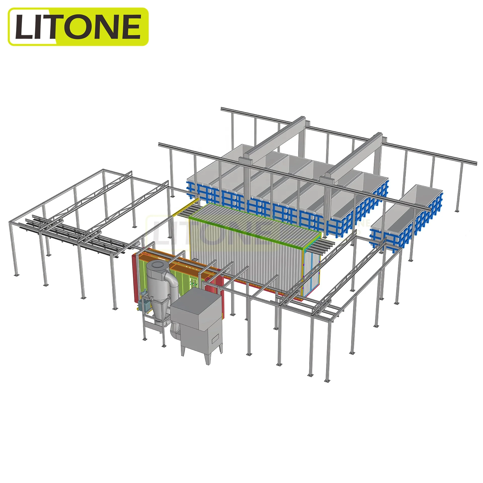Automatic Electrostatic Powder Coating Production Line For Aluminum Substrate Painting Equipment
