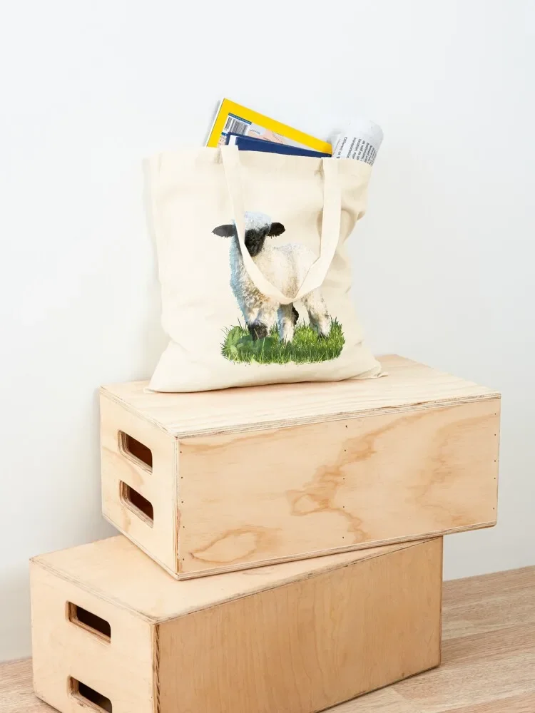 Valais Blacknose Lamb in a Meadow Tote Bag hand bags female bag large size bags Women's shopper