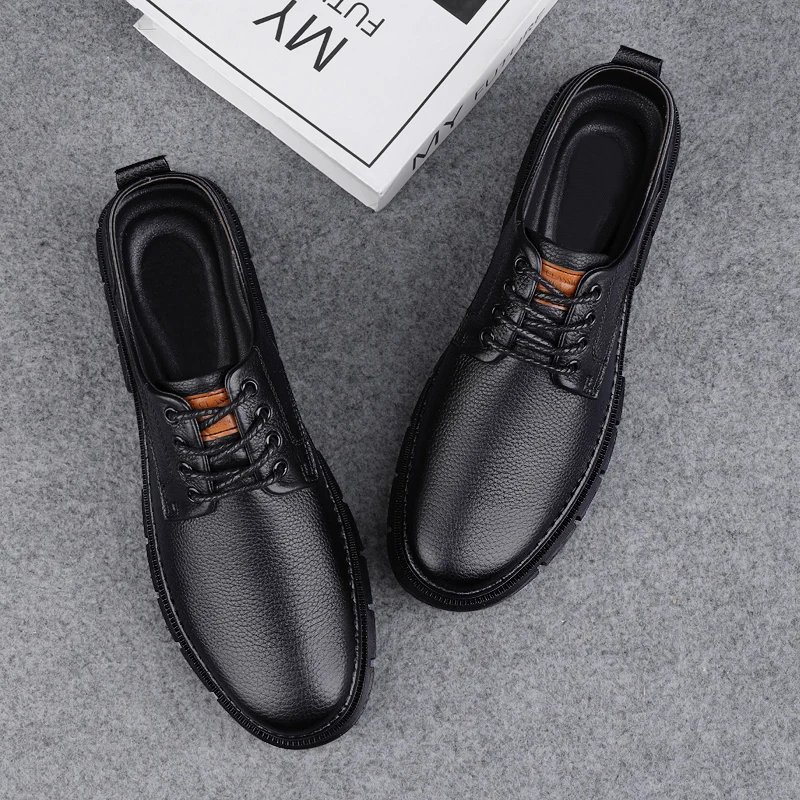 

Autumn Winter Men Casual Business Thick Soled Shoes Retro Breathable High-end Wear-resistant Height Increasing Outdoor Shoes