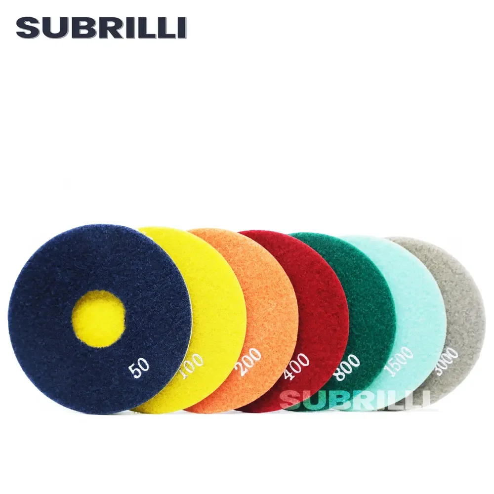SUBRILLI 5inch Diamond Polishing Pad Aggressive Grinding Wheel For Ceramic Glass Granite Stone 125mm Wet Abrasive Tool 1piece