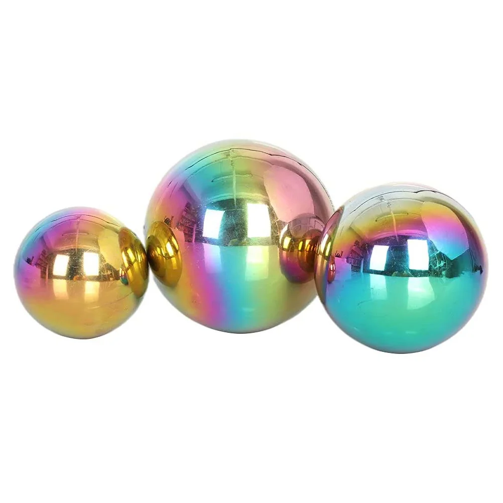 

3pcs Colored Mirror Polished Balls Stainless Steel Decorative Gazing Globe Outdoor Garden Reflective Ornamental Shiny for Home