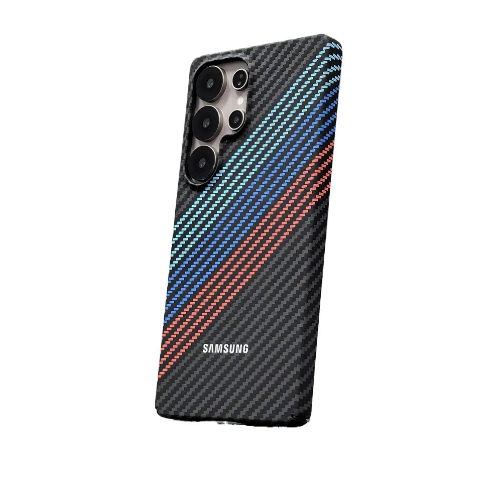 Carbon Fiber Pattern Phone Case For Samsung Galaxy S22 S23 S24 S25 Note 20 Ultra 10 Plus Magnetic Ch