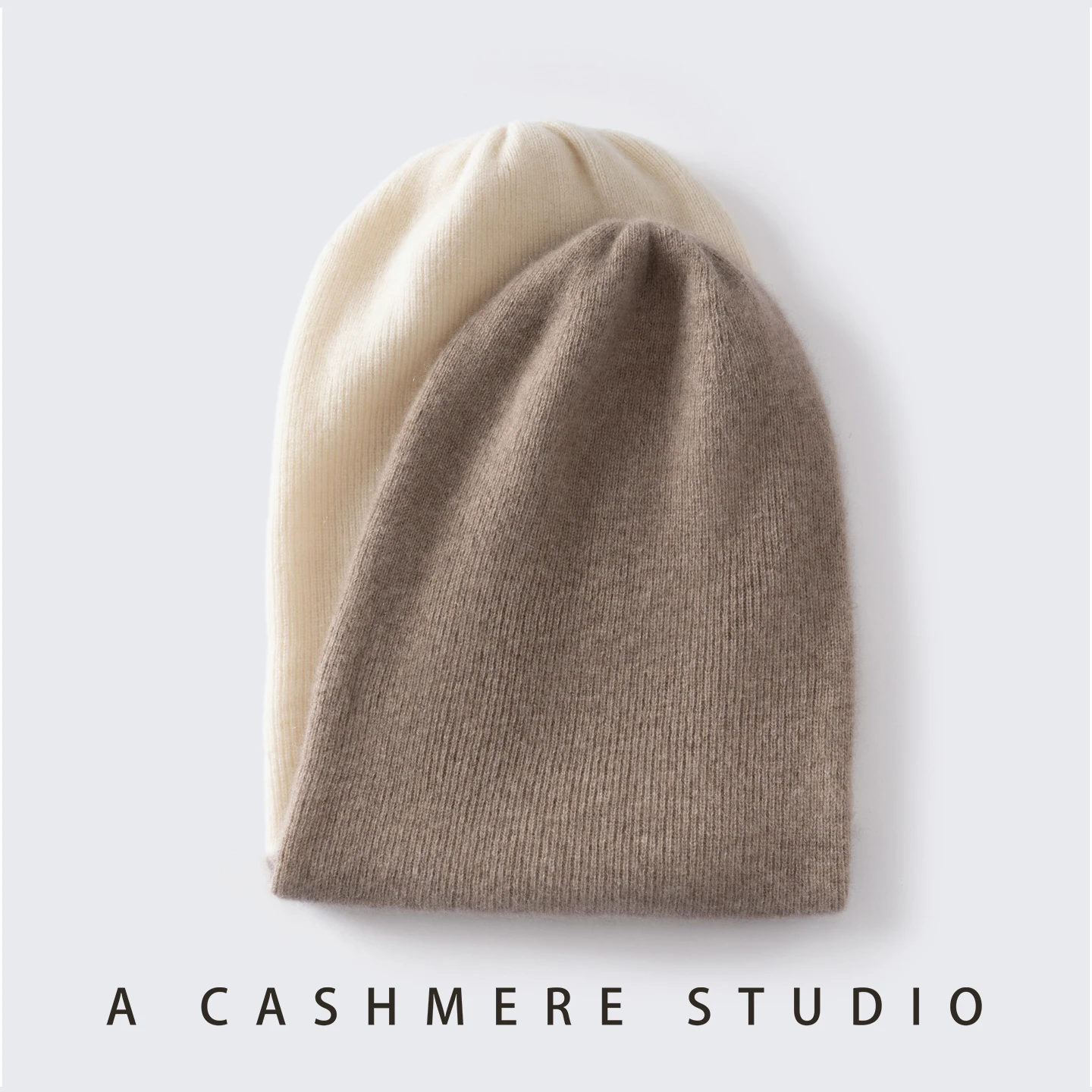 A-Class Cashmere Unisex 2-Layer Thick Flanging Cap Winter Warm Patchwork Beanie Outdoor Knitted Casual Cap For Men and Women