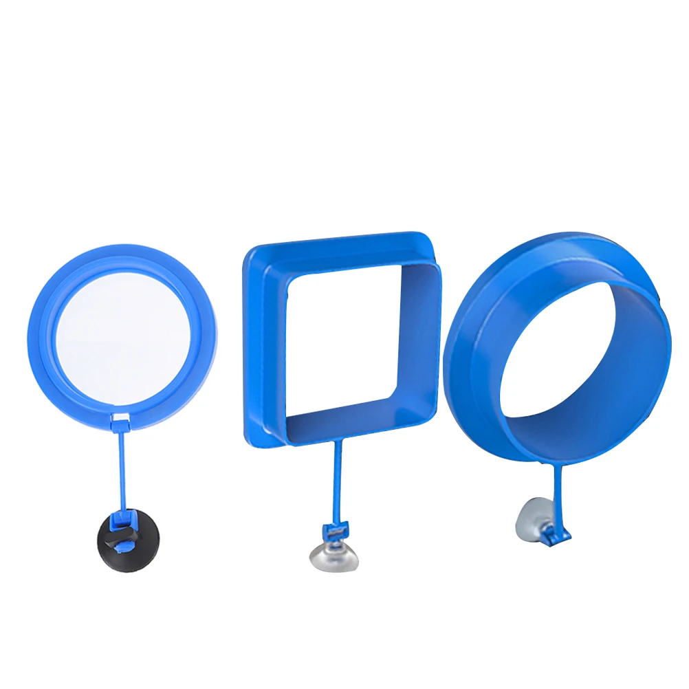 

3pcs Rings Plastic Aquarium Supplies Suction Cup Mount Durable Easy Install Bright Decorative Tank Feeder Circle Feeding Tool