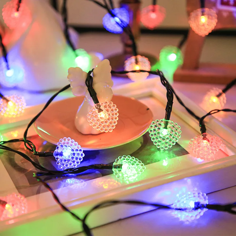 Solar-Powered Garden Heart String Lights For Outdoor Fairy Lights with 8 Modes Waterproof Patio Yard Lights Valentine's Day 1021