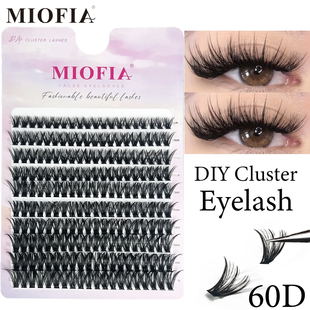 MIOFIA 30D/40D/60D/80D Flauschige, dicke, individuelle Cluster-Wimpern, C/D-Locken, 8–16 mm, gemischtes Tablett, natürliche Wimpernverlängerung, Make-up-Wimpern