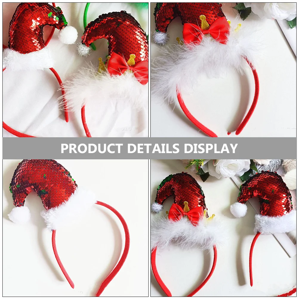 

2pcs Christmas Headbands Cute Xmas Hair Hoops For Adults Party Favors Decorative Headband Cosplay Photo Prop Xmas Accessories