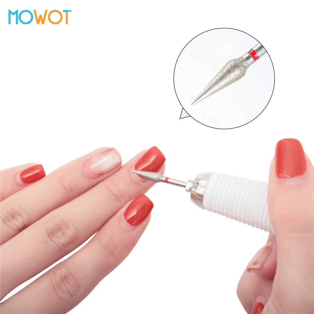 MOWOT 1 szt. Frez diamentowy płomień do manicure, obrotowy frez do skórek, frez do paznokci 3/32'', elektryczny frez do narzędzi do paznokci