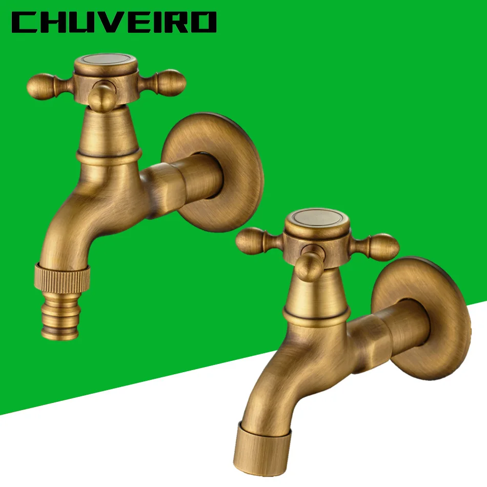 

Настенный кран для стиральной машины, латунный кран в ретро-стиле, антикварный декоративный наружный садовый смеситель для холодной воды