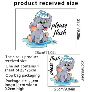 Wandaufkleber mit Elefanten-Toiletten-Elefantendesign, Badezimmerdekorationsaufkleber, selbstklebend und abnehmbar, 1PC 8 Hauptaufkleber für Elefanten - №6