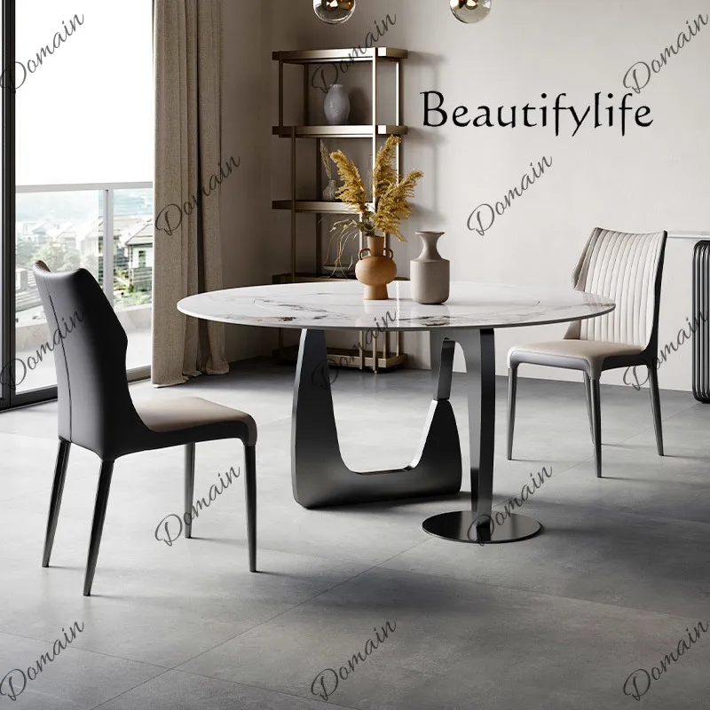 35 N Slate dining table light luxury high-end built-in turntable wabi sabi wind dining table and chairs