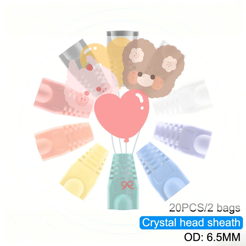 20 peças od6.5 cabo conector plug capa cat5e cat6 rj45 cabo de rede ethernet 10 cores botas de alívio de tensão rj45 tampas de conector