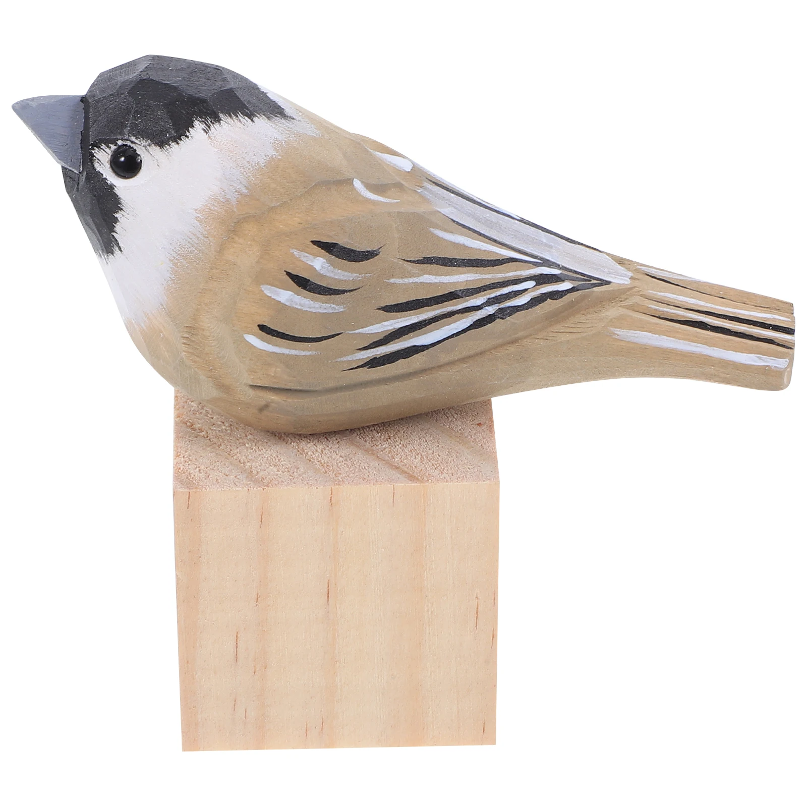 

Wooden Bird Hand Carved Sparrow Sculpture Small Natural Wood Finish Rustic Home Decor Carving Decoration Wood Birds Decor