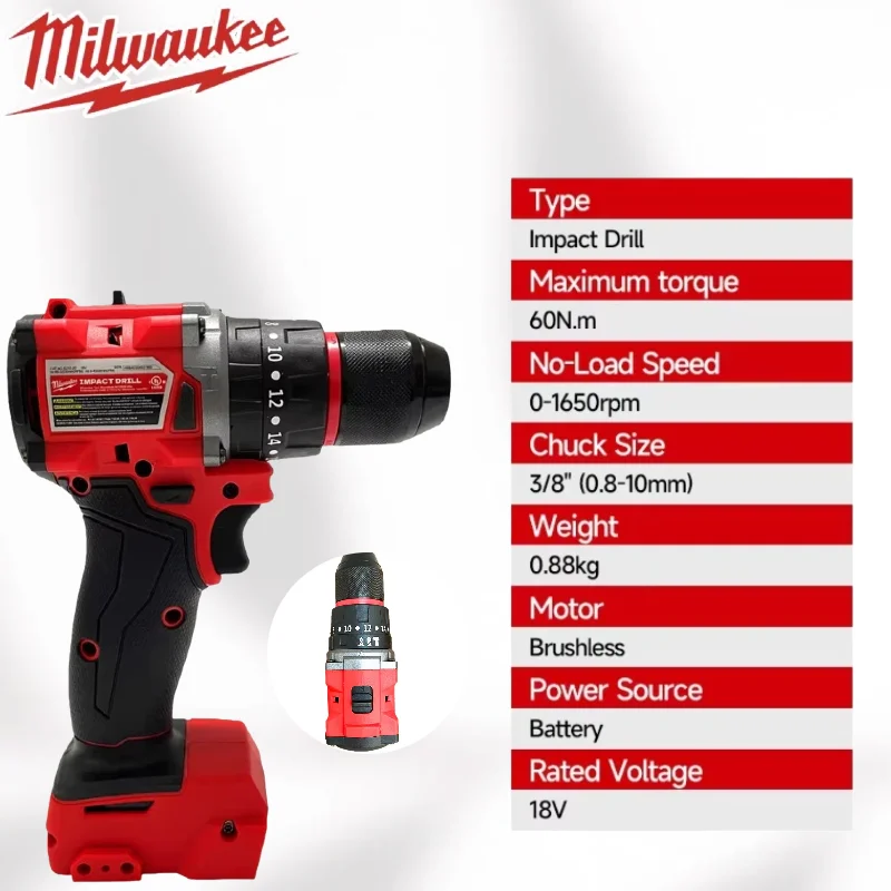 ميلووكي مثقاب كهربائي صغير 150N.m مثقاب صدمي لاسلكي بدون فرش لبطارية 18 فولت تستخدم أداة تزيين الطاقة #6