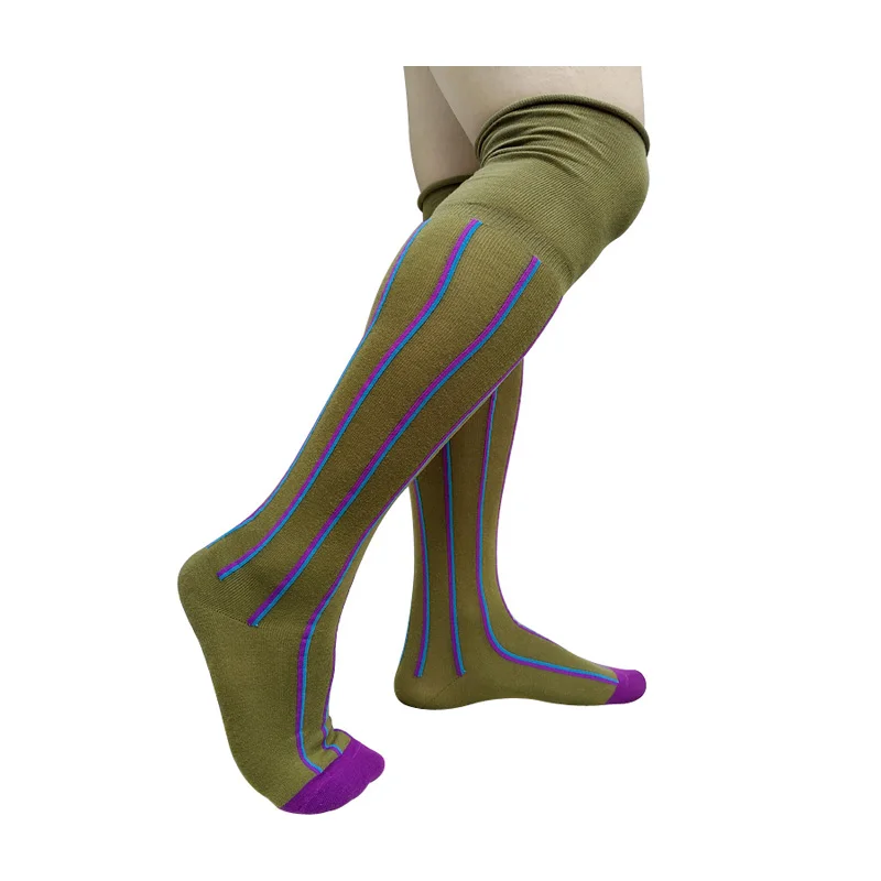 

Striped Over Knee Mens Socks Long Tube High Quality Softy Breathable Sexy Stocking Formal Dress Suit Business Socks