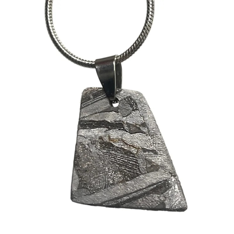 Muonionalusta Meteorite Pendant Natural Iron Meteorite Slice  Necklace Precision Cut Meteorite Jewelry Collectible Gift