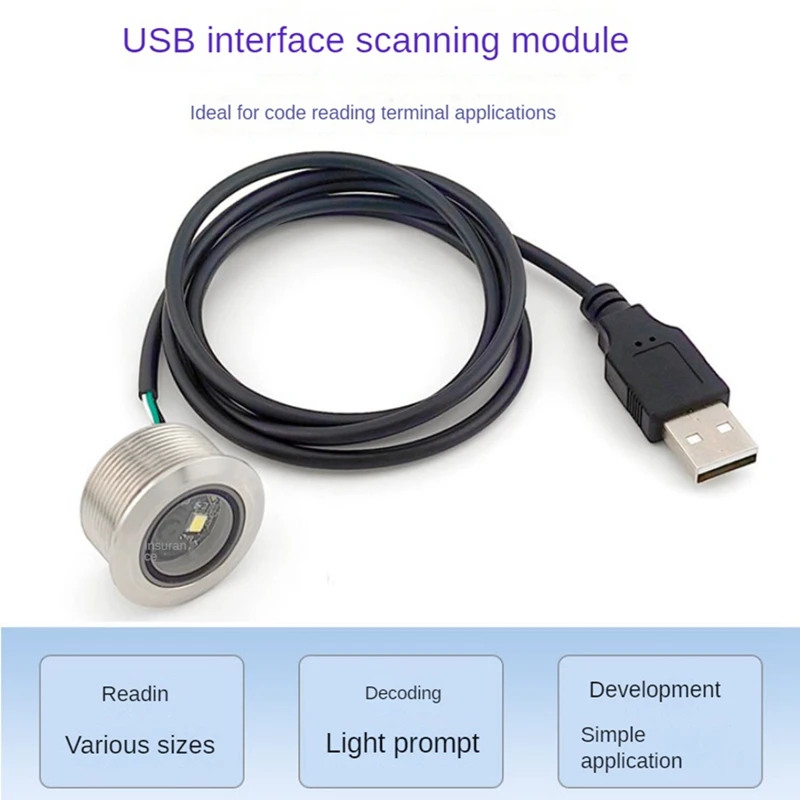 GM861 USB Interface 1D/2D Bar Code QR Code Barcode Scanner Module Stainless Steel Thread With Fill Light Easy Install