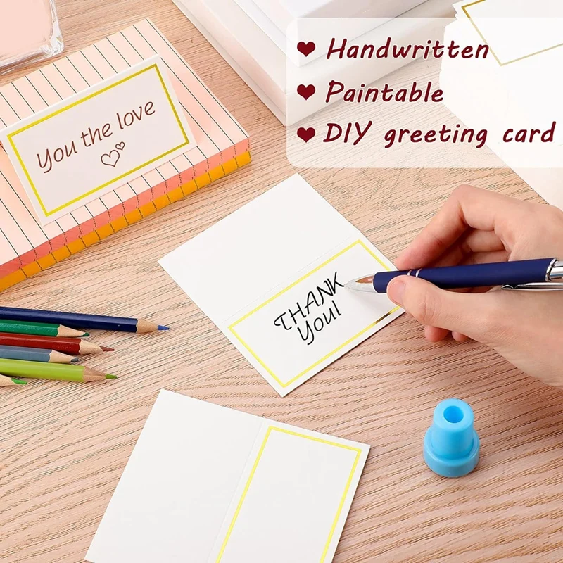 150Pcs Place Cards With Foil Border Table Tent Cards Texture Seating Card Blank Escort Name Place Card For Table Setting Durable