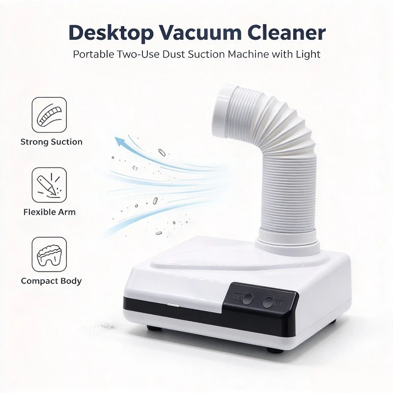 Dual Use Desktop Vacuum Cleaner Portable Dust Collector with Light for Dental Technician Model Polishing Dust Extraction