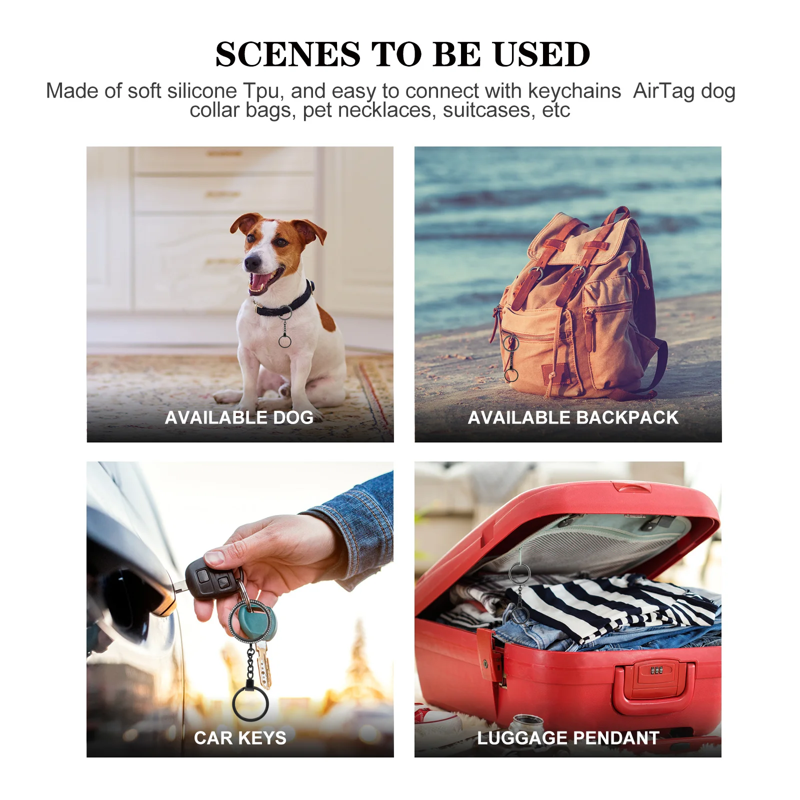 

4Pcs Protector Cover Simple Anti-Scratch Reliable Tpu Case for Small Hanging Tracer Sleeve Keychain