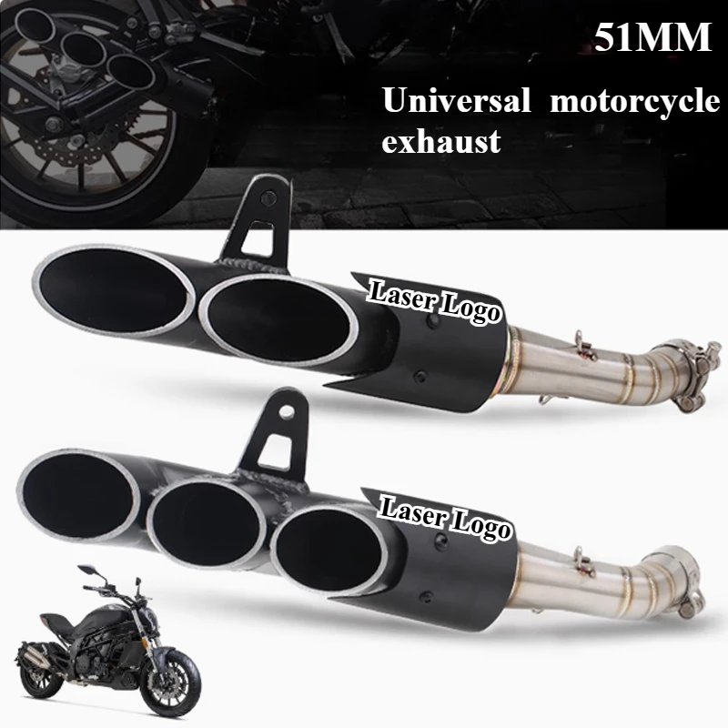 51mm Motorcycle Exhaust Muffler Double Down Slip-On Left&right Exhaust  for Moto CMX 500 CMX500 GSX-R750 GSXR750 GSXR 750 YZF