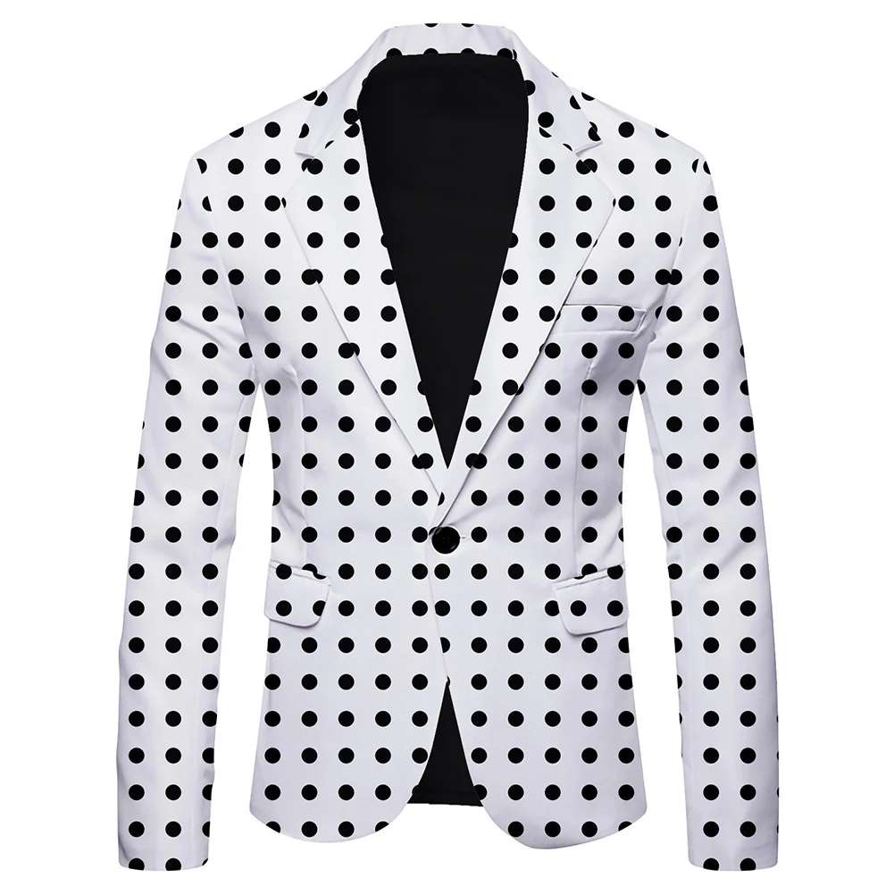 

Fashion Spring Formal Suit Blazer Men Casual Suit Coat Business Blazer Collared Long Sleeve Coat Print Pattern