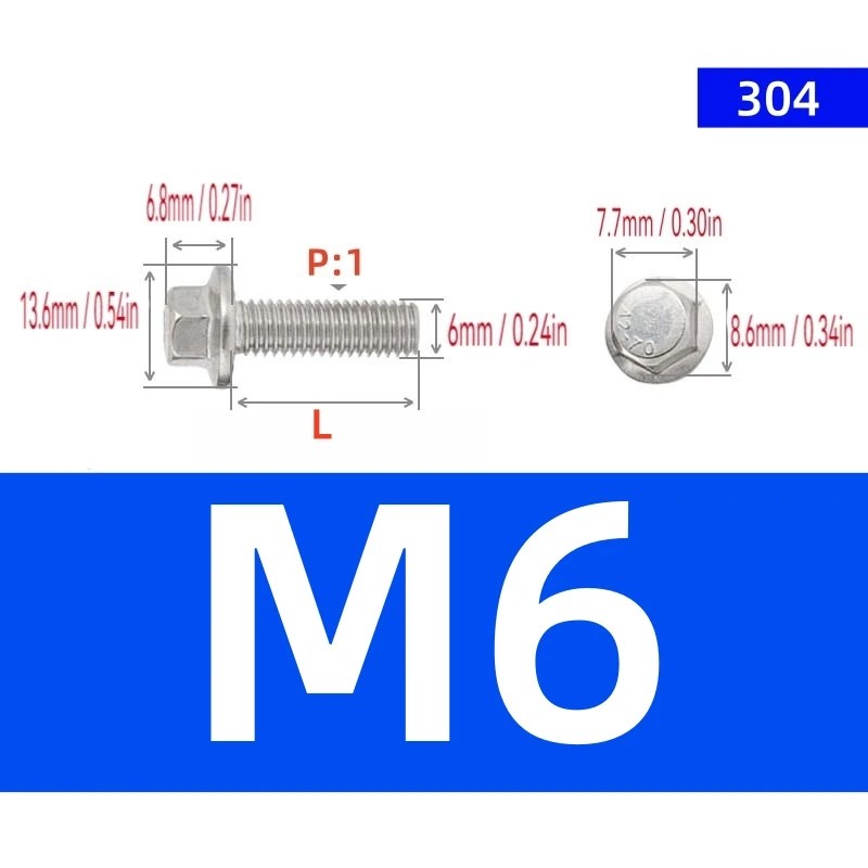 5-10 قطعة 304 سداسية من الفولاذ المقاوم للصدأ شفة البراغي M5 M6 M8/5 مللي متر 6 مللي متر 8 مللي متر A2-70 DIN6921/GB5787 مع مسامير غطاء رأس سداسي للغسالة المسننة #3