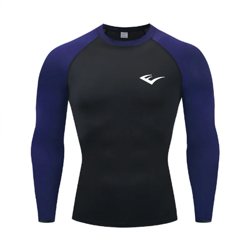 Herren Rundhals Schnelltrocknend Langarm Kompressions-Sportshirt Fitness Enganliegendes T-Shirt Laufshirt Casual Frühling Und Herbst – Detail 5