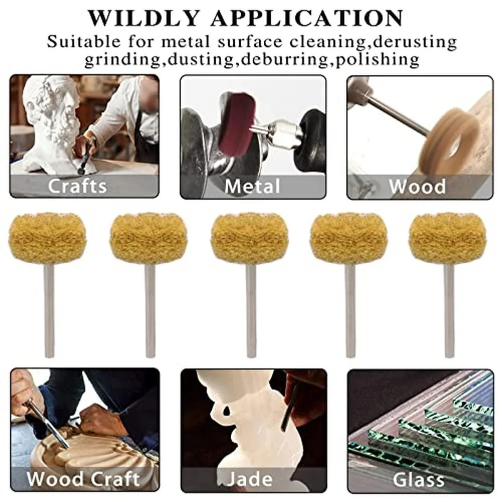 50pcs Mini Drill Abrasive Brush Abrasive Wheel Polishing Buffing Wheel Set For Rotary Tool For Metal Wood Rust Removal