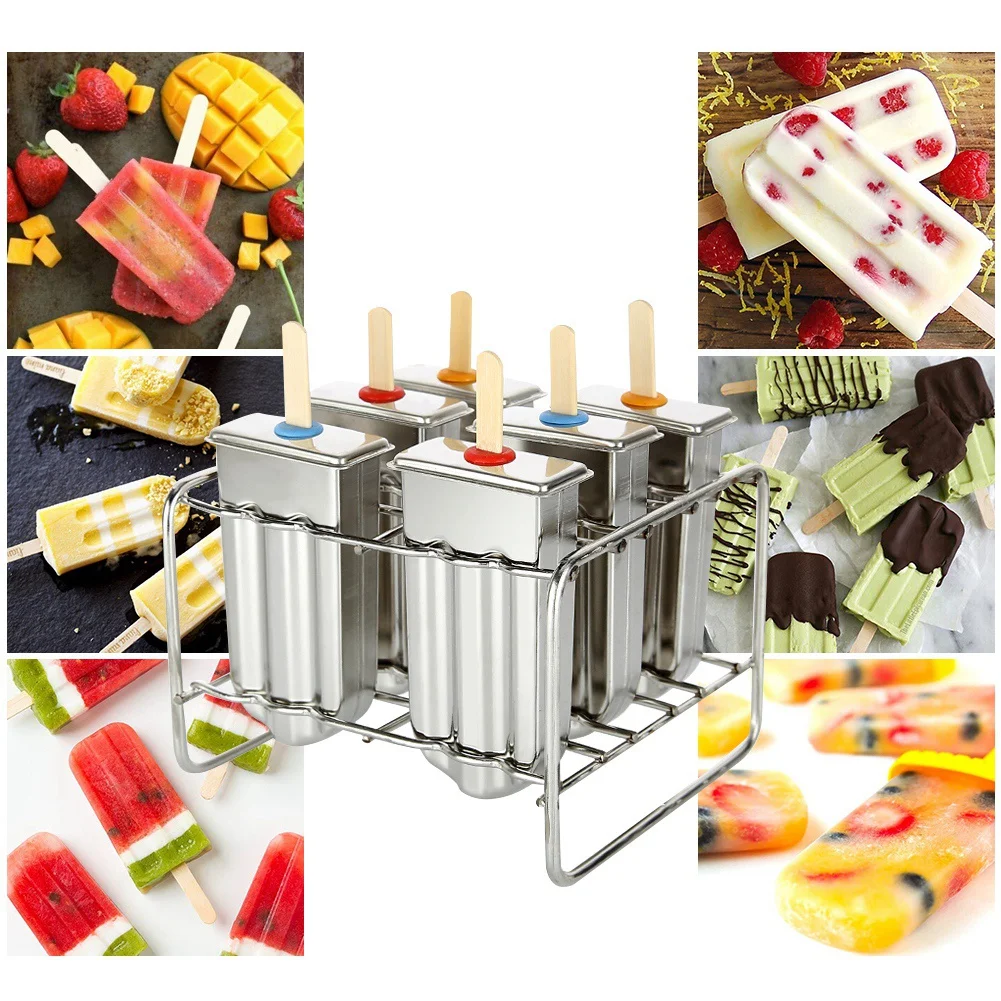 Stainless Steel Popsicle Mold Rack Ice Lolly Mold Frozen Lolly Popsicle Maker Homemade Ice Cream Mold with Popsicle Holder