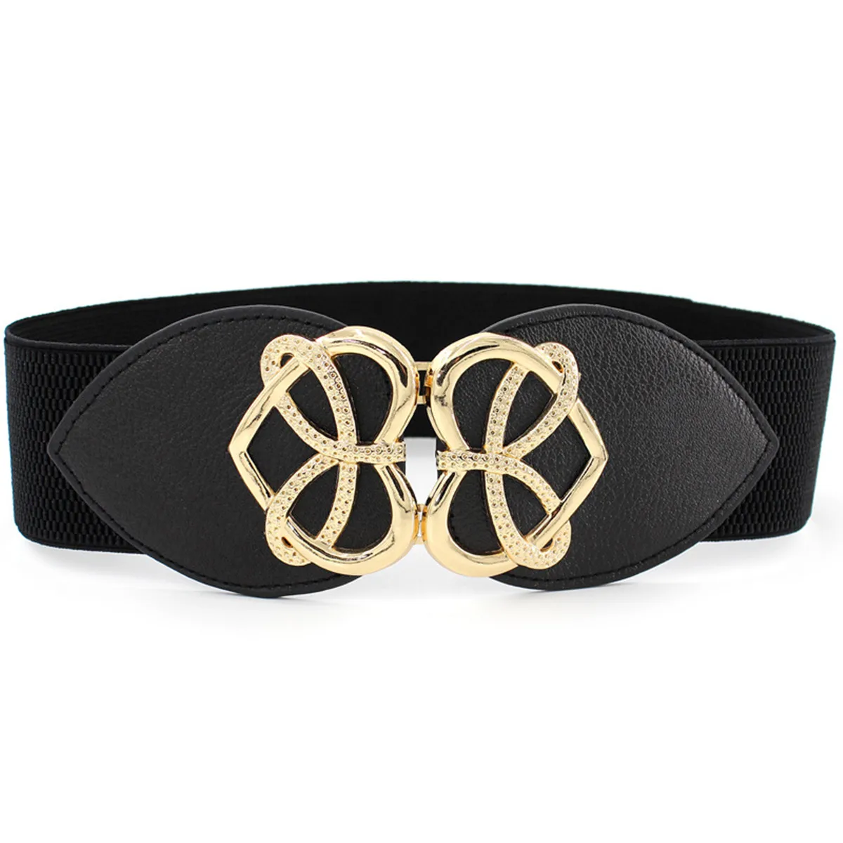 Wide Black Elastic Stretch Belt for Women Fashion Waist Cinch Waistband for Dresses Coats Clothing Accessories