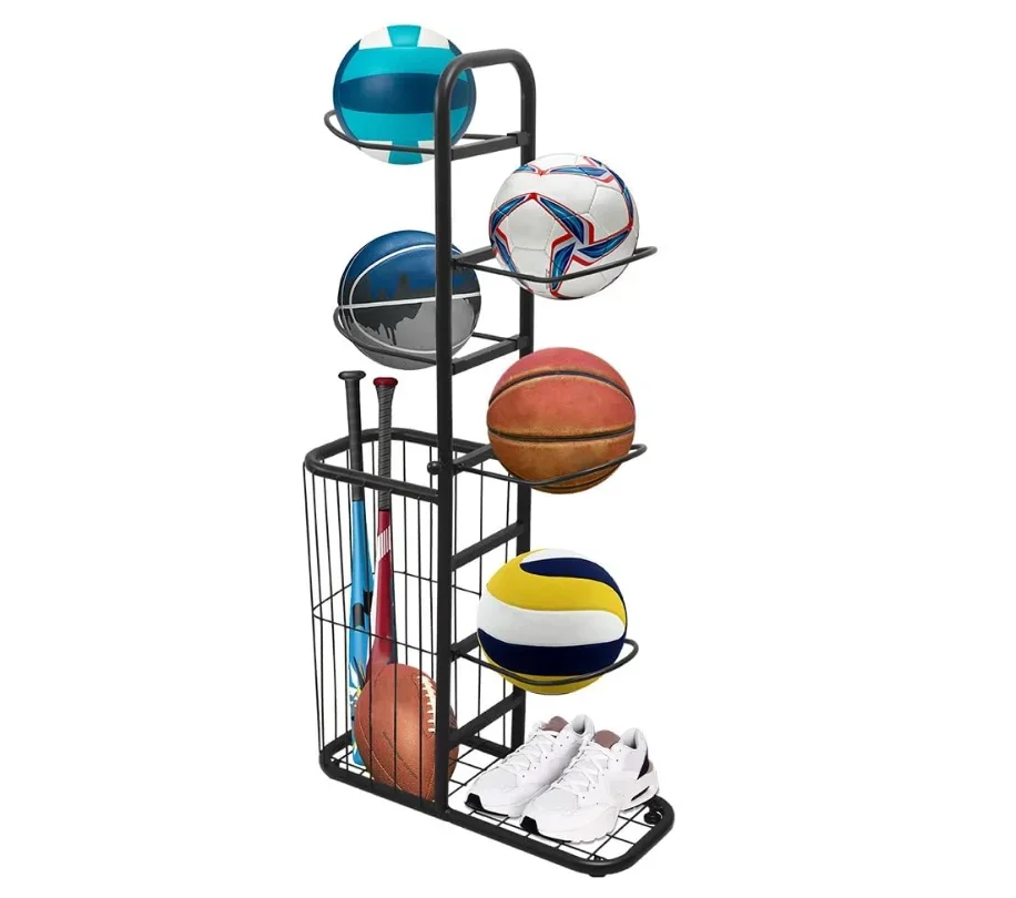 

Home Detachable Vertical Basketball Storage Display Rack Metal Iron Sports Equipment Storage Basket