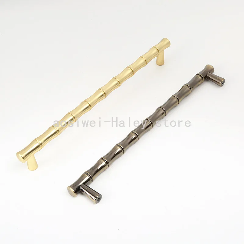 

5Pcs manufacturer sells directly bronze bamboo handle furniture hardware kitchen cabinet drawer gold handle knob