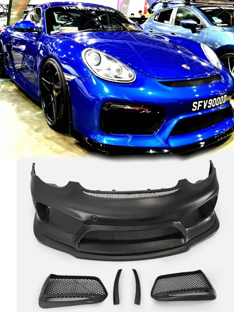 For Cayman 987 GT4 Style Front Bumper w/ Undertray & Fog Light Cover - Exterior Sport Bumper | Complete Bumper Accessory