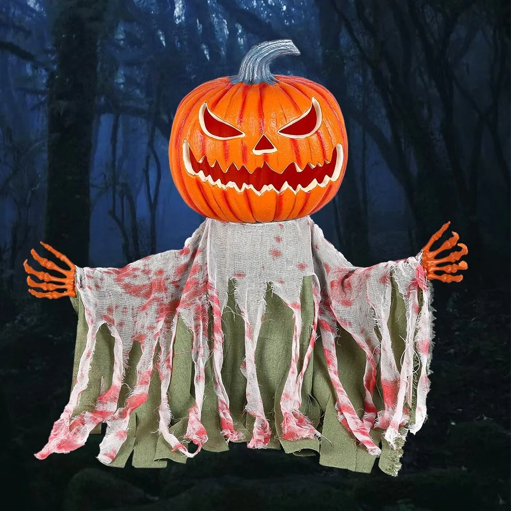 

Suitable for Cross-border new Halloween electric toy pumpkin head half body ghost device ornament scary atmosphere trick props