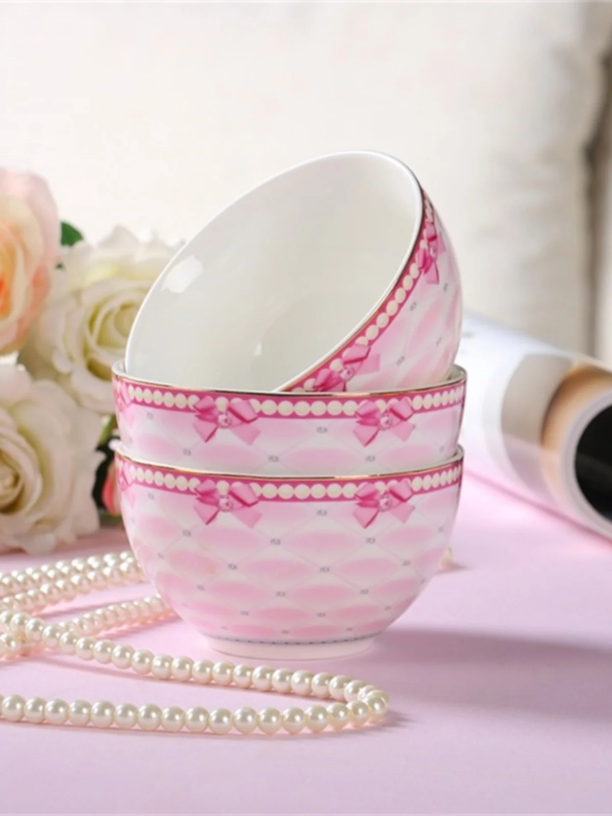 elegant-pink-gold-rimmed-ceramic-rice-bowl-breakfast-set-photography-props-girls-luxury-north-ceramic-dinnerware-bowl