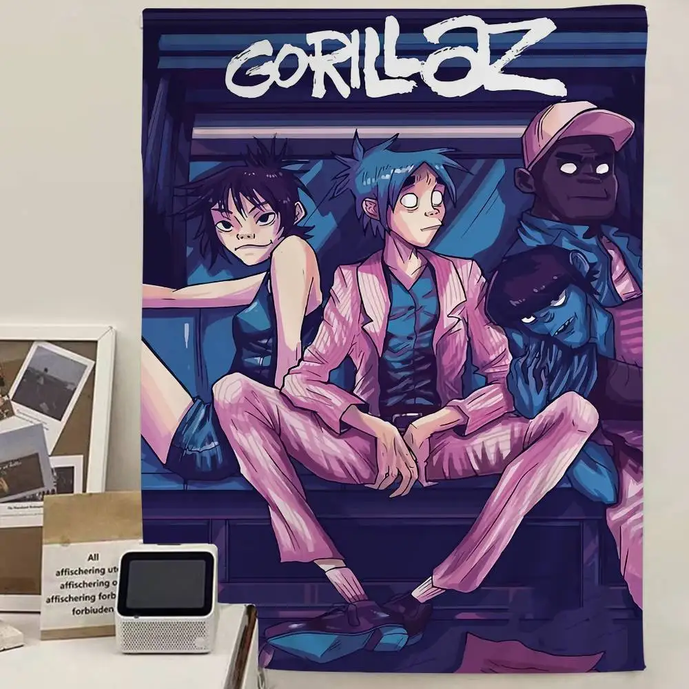 Band G-Gorillaz Music Cool Tapestry Art Printing Japanese Wall Tapestry Anime Wall Hanging Home Decor