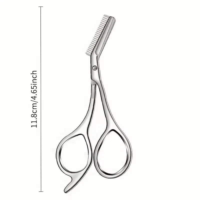 1Pc Stainless Steel Eyebrow Scissors with Built-in Brow Comb, Shaping & Trimming Tool for Men & Women