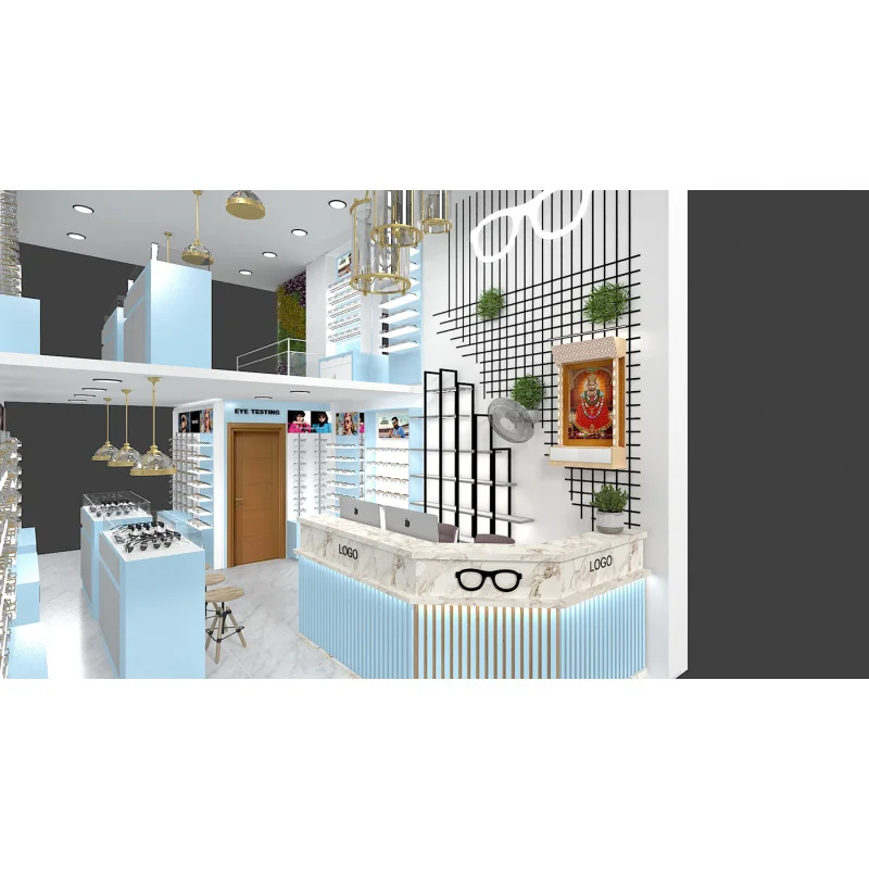 custom.Hot Sale Customized Wood Eyewear Store Fixtures Display Cabinet Interior Design Showcase Optical Shop on Sale